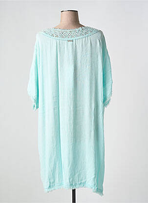 Robe mi-longue coupe fluide manches courtes bleu L'ATELIER D'ANNA femme