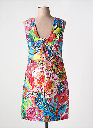 Robe mi-longue imprimé fleurs sans manche rouge MALOKA femme