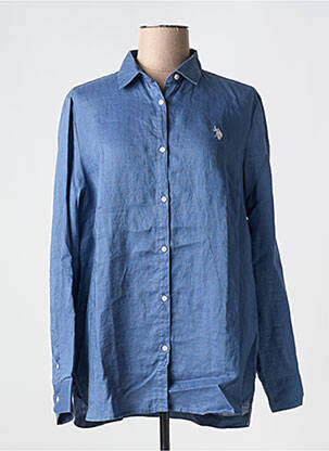 Chemisier tissage crêpe manches longues bleu U.S. POLO ASSN femme