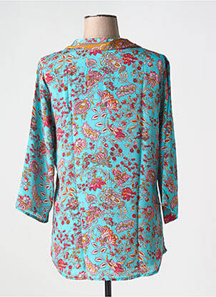 Chemisier coupe fluide manches 3/4 bleu AUGRÉ femme