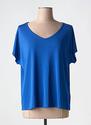 T-shirt col v manches courtes bleu TINTA STYLE femme