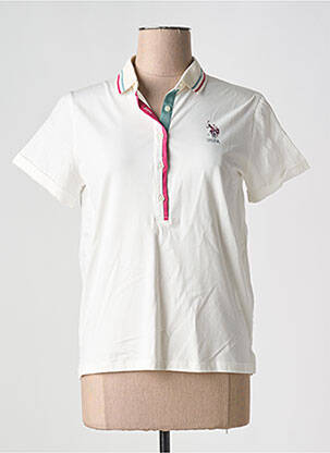 Polo fermeture boutonnée sur le devant manches courtes beige U.S. POLO ASSN femme