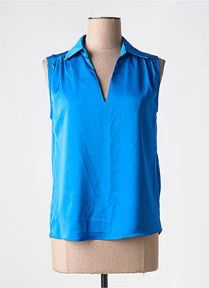 Blouse col v sans manche bleu ARTIGLI femme