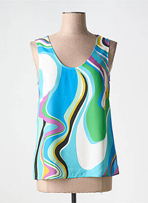 Top imprimé fantaisie sans manche bleu EDAS femme