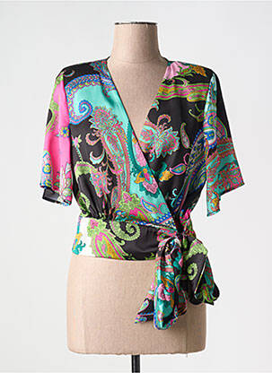Gilet cache-cœur manches 3/4 noir ARTIGLI femme