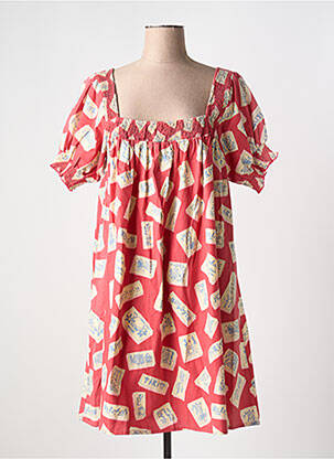 Robe courte coupe évasée manches courtes rouge COMPAÑIA FANTASTICA femme