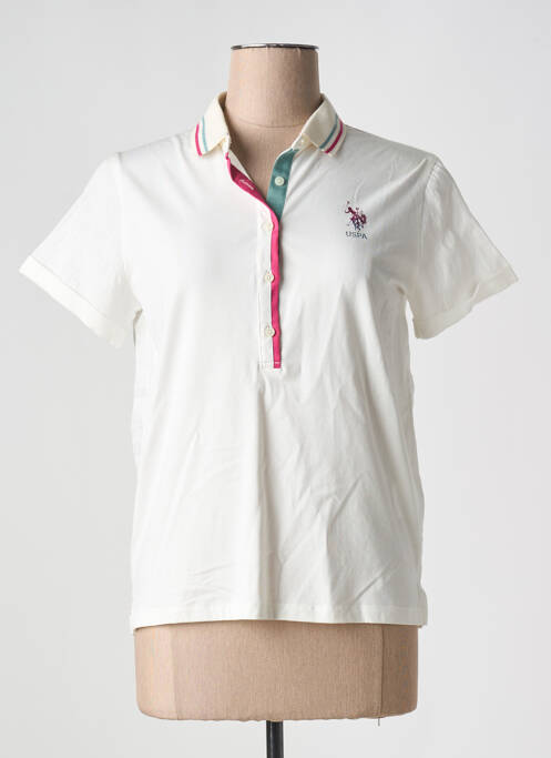 Polo fermeture boutonnée sur le devant manches courtes beige U.S. POLO ASSN femme