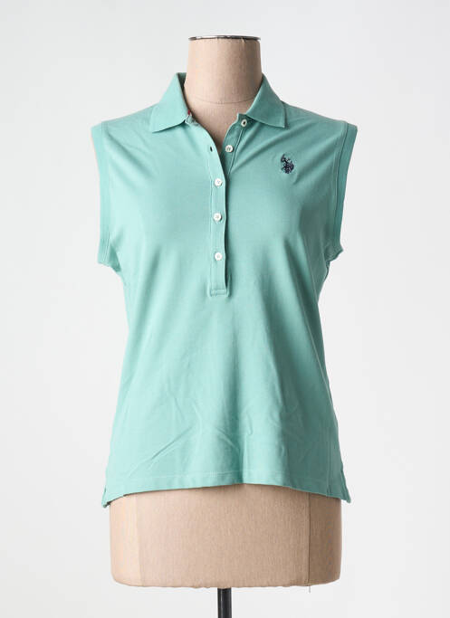 Polo broderie sans manche vert U.S. POLO ASSN femme