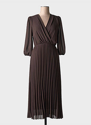 Robe longue manches longues manches longues marron SENES femme