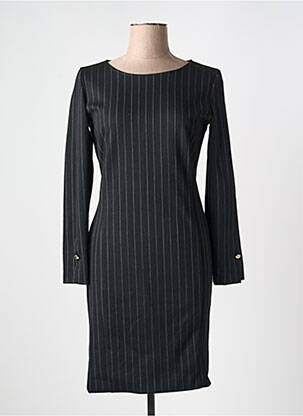 Robe mi-longue imprimé fantaisie manches longues noir EMME M femme