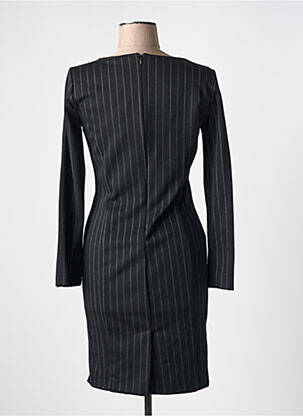 Robe mi-longue imprimé fantaisie manches longues noir EMME M femme