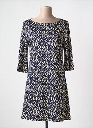 Robe mi-longue manches 3/4 manches 3/4 bleu VEGAS femme