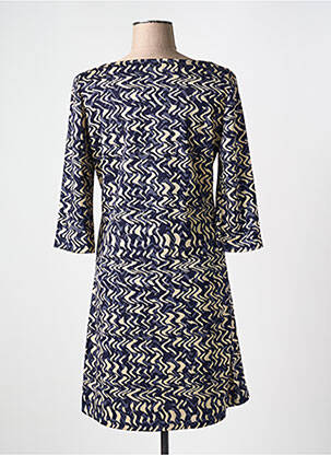 Robe mi-longue manches 3/4 manches 3/4 bleu VEGAS femme