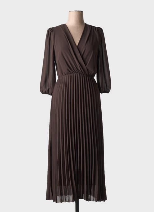 Robe longue manches longues manches longues marron SENES femme