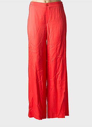 Pantalon droit fermeture zippée sous rabat boutonné rouge ANGE femme
