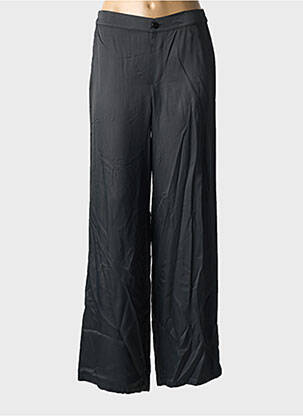 Pantalon droit fermeture zippée sous rabat boutonné noir ANGE femme