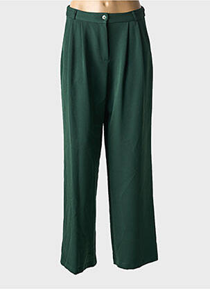Pantalon droit fermeture zippée sous rabat boutonné vert VINTAGE LOVE femme