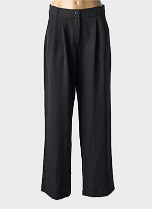 Pantalon droit fermeture zippée sous rabat boutonné noir VINTAGE LOVE femme