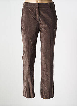 Pantalon droit fermeture zippée sous rabat avec crochet marron MAX MARA femme