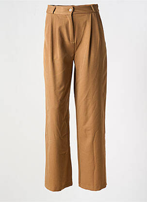 Pantalon droit fermeture zippée sous rabat boutonné beige VINTAGE LOVE femme
