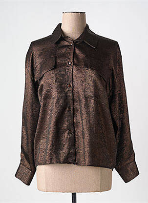 Chemisier coupe fluide manches longues marron KACY femme