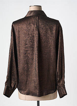 Chemisier coupe fluide manches longues marron KACY femme
