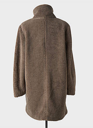 Manteau long fermeture pressionnée sans capuche marron DISTRICT femme