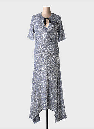 Robe longue manches courtes manches courtes argent GANNI femme