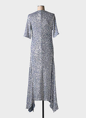 Robe longue manches courtes manches courtes argent GANNI femme