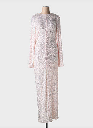 Robe longue manches longues manches longues rose GANNI femme