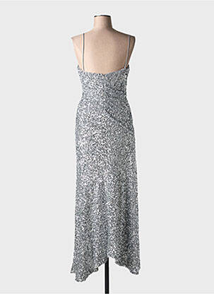 Robe longue coupe cintrée fines bretelles argent GANNI femme