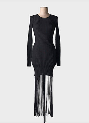 Robe longue manches longues manches longues noir GANNI femme