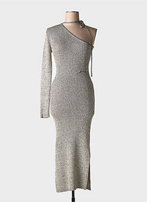 Robe longue manches longues manches longues argent GANNI femme