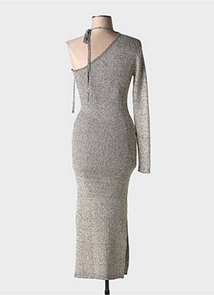 Robe longue manches longues manches longues argent GANNI femme