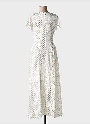 Robe longue imprimé fantaisie manches courtes blanc ROTATE femme