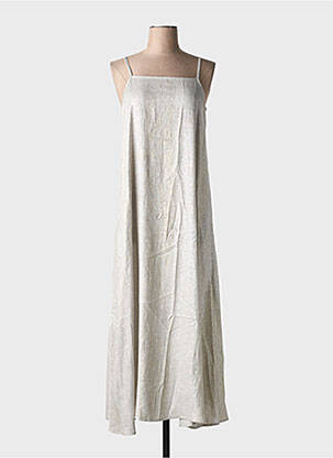 Robe longue coupe évasée fines bretelles argent DIEGA femme