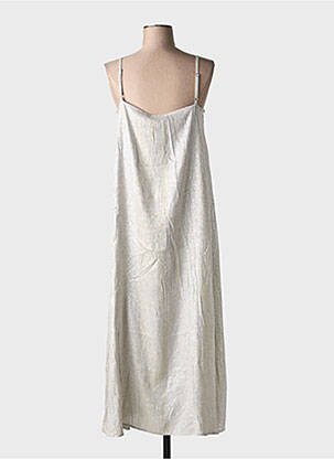 Robe longue coupe évasée fines bretelles argent DIEGA femme