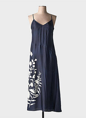 Robe longue imprimé fantaisie fines bretelles noir CHLOÉ STORA femme