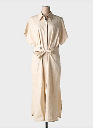 Robe longue manches courtes manches courtes beige HANA SAN femme