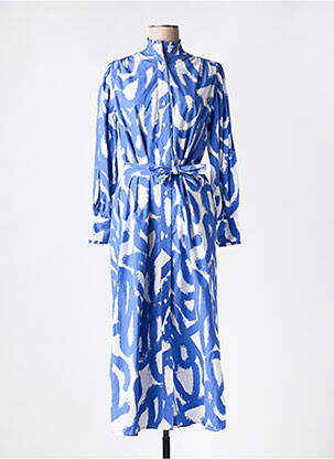 Robe longue manches longues manches longues bleu V.DE.VINSTER femme