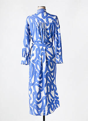 Robe longue imprimé fantaisie manches longues bleu V.DE.VINSTER femme