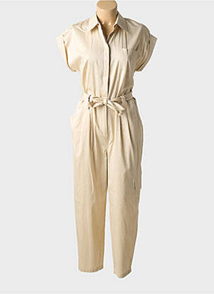 Combi-pantalon fermeture boutonnée sur le devant manches courtes beige HANA SAN femme