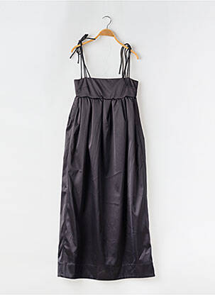 Robe longue coupe évasée fines bretelles noir GANNI femme