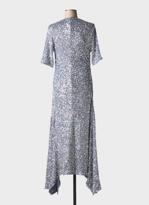 Robe longue manches courtes manches courtes argent GANNI femme
