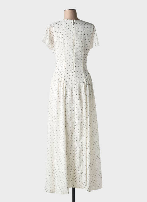 Robe longue imprimé fantaisie manches courtes blanc ROTATE femme