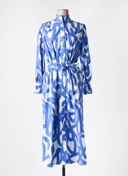 Robe longue manches longues manches longues bleu V.DE.VINSTER femme