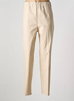 Pantalon droit tissage popeline taille normale beige SOPHIA CURVY femme
