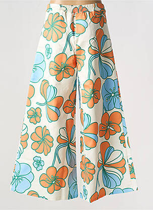 Pantalon large fermeture zip latéral taille haute orange TRAFFIC PEOPLE femme
