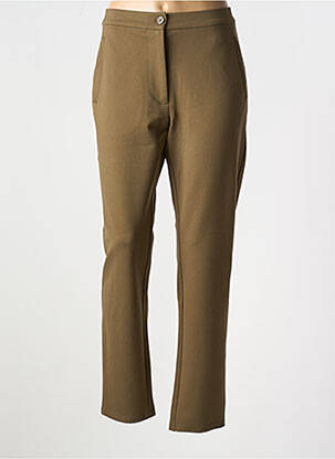 Pantalon chino fermeture zippée sous rabat boutonné taille haute vert MASAI femme