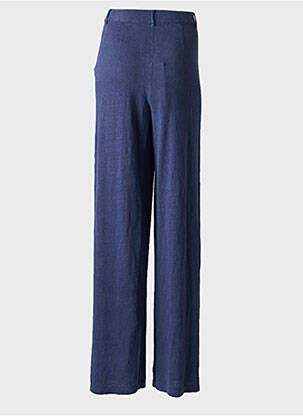 Pantalon large fermeture zippée sous rabat boutonné taille haute bleu MAJESTIC FILATURES femme